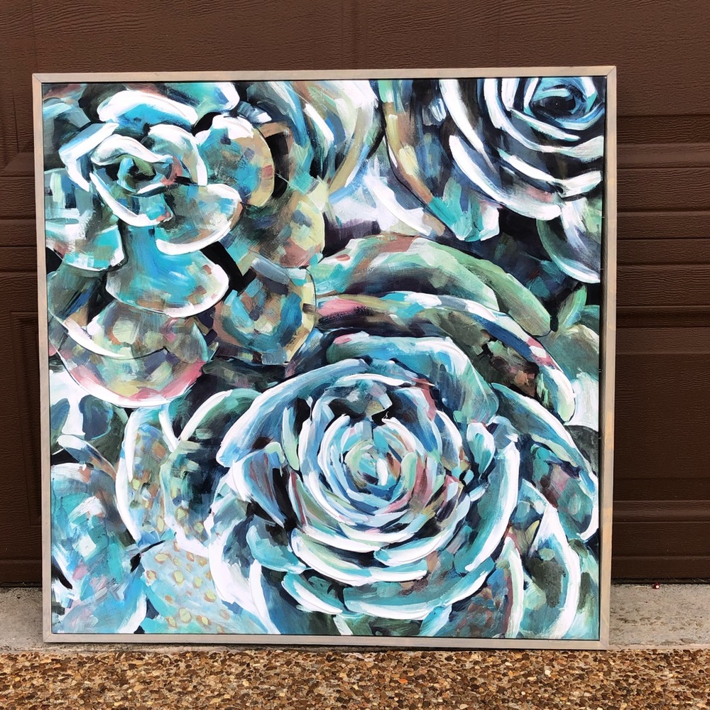 Blue flower abstract painting